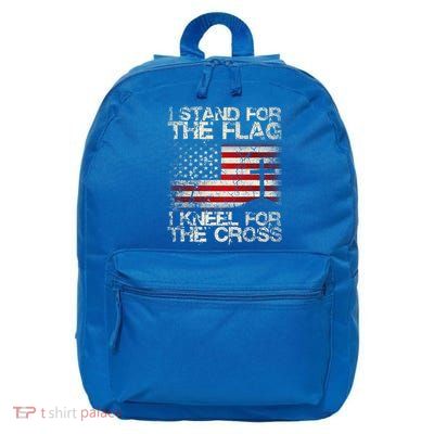 Patriot I Stand For The Flag I Kneel For The Cross Military Gift 16 in Basic Backpack
