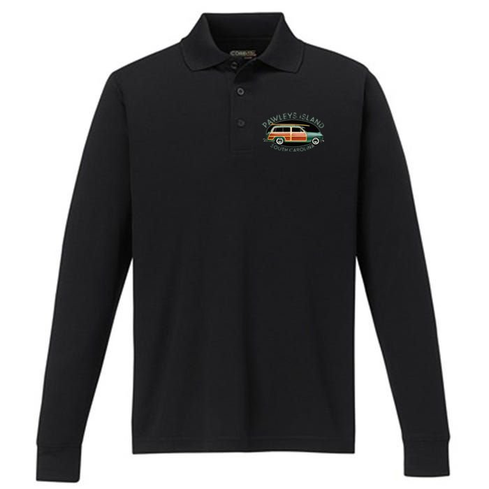 Pawleys Island South Carolina Surfing Performance Long Sleeve Polo