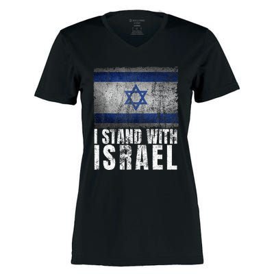 Pro Israel Supporter I Stand With Israel Patriotic USA Flag Women's Momentum V-Neck T-Shirt