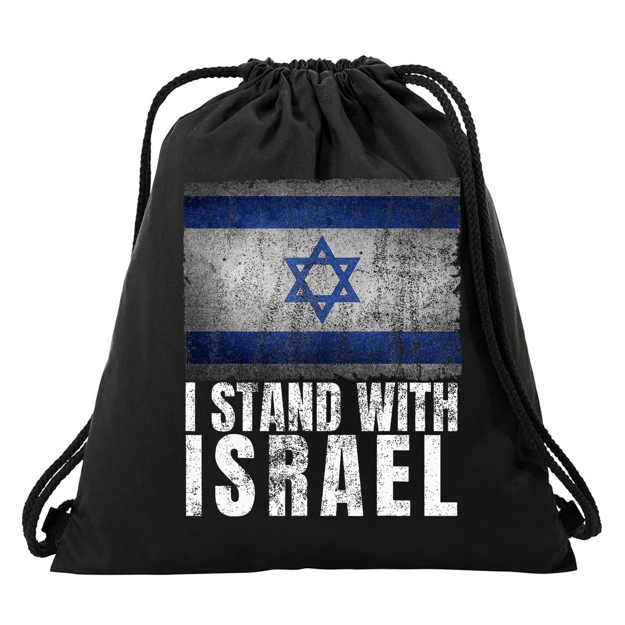 Pro Israel Supporter I Stand With Israel Patriotic USA Flag Drawstring Bag