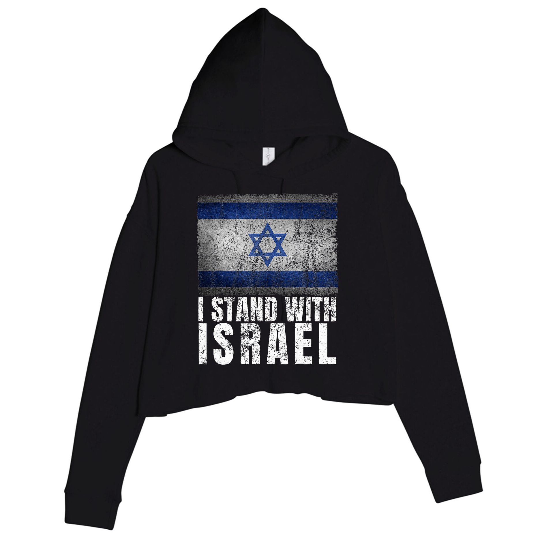 Pro Israel Supporter I Stand With Israel Patriotic USA Flag Crop Fleece Hoodie