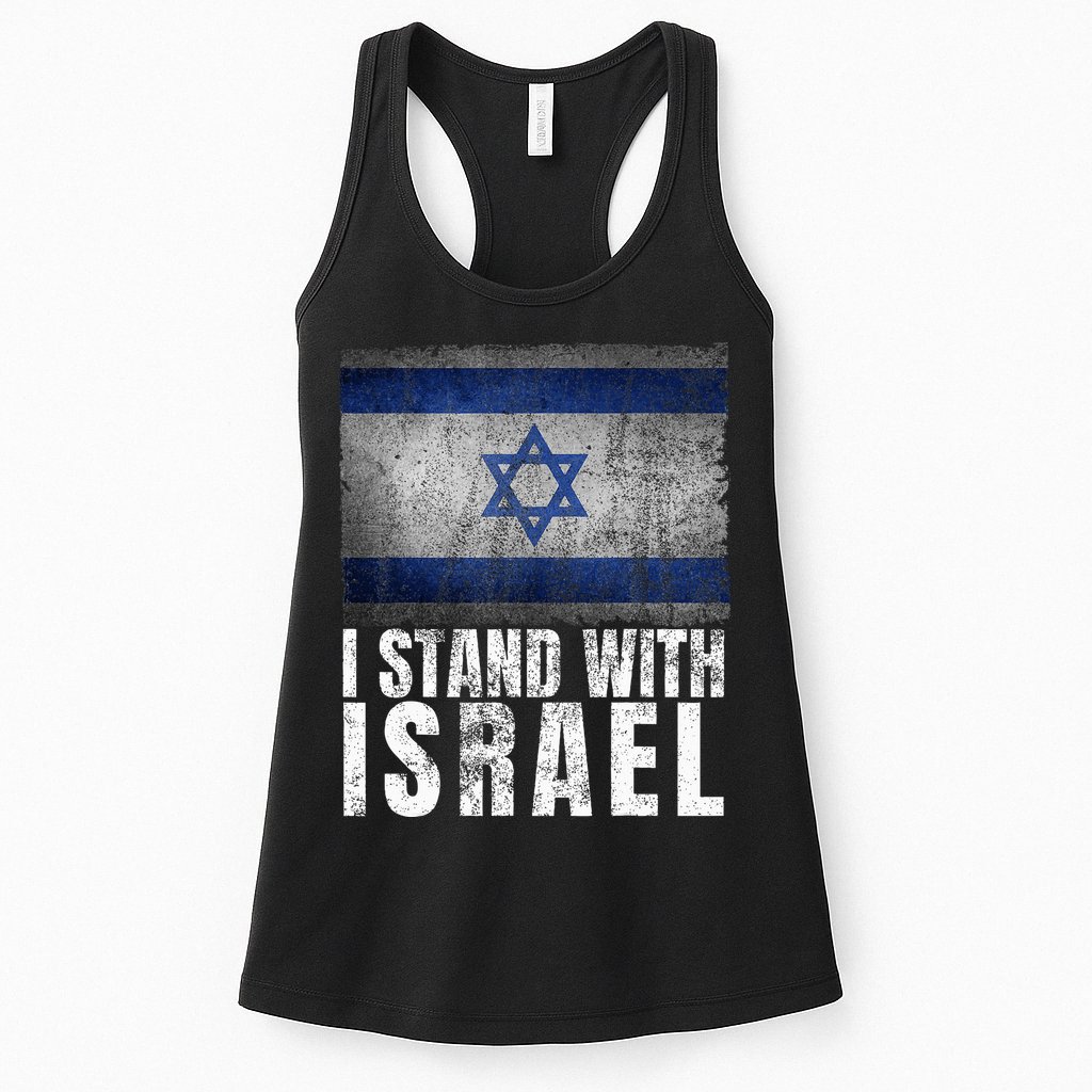 Pro Israel Supporter I Stand With Israel Patriotic USA Flag Womens Tank Top