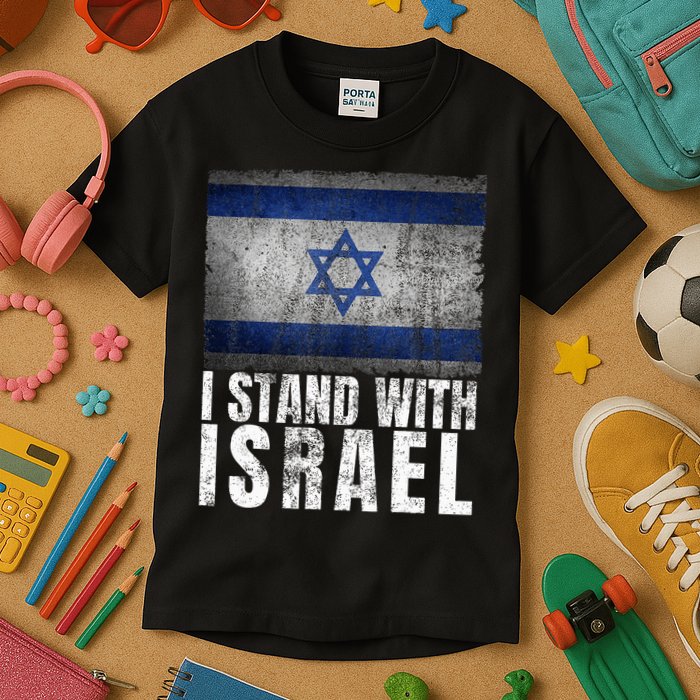 Pro Israel Supporter I Stand With Israel Patriotic USA Flag Kids T-Shirt