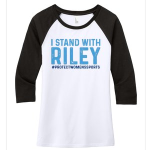 #ProtectWomensSports I Stand With Riley Gaines Women's Tri-Blend 3/4-Sleeve Raglan Shirt