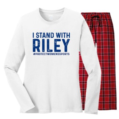 #ProtectWomensSports I Stand With Riley Gaines Women's Long Sleeve Flannel Pajama Set 