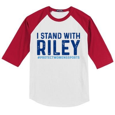 #ProtectWomensSports I Stand With Riley Gaines Kids Colorblock Raglan Jersey