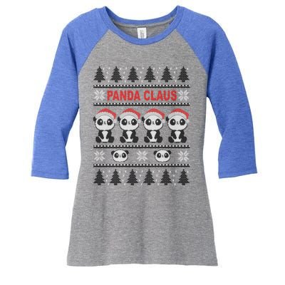 Panda In Santa Hat Funny Ugly Christmas Panda Claus Great Gift Women's Tri-Blend 3/4-Sleeve Raglan Shirt