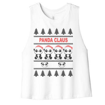 Panda In Santa Hat Funny Ugly Christmas Panda Claus Great Gift Women's Racerback Cropped Tank