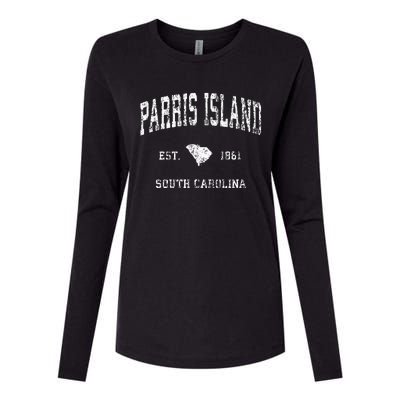 Parris Island South Carolina SC Vintage Athletic Sports Desi Womens Cotton Relaxed Long Sleeve T-Shirt