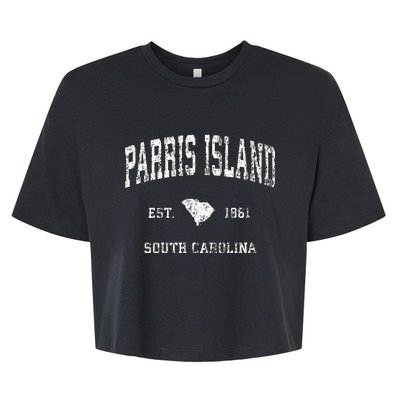 Parris Island South Carolina SC Vintage Athletic Sports Desi Bella+Canvas Jersey Crop Tee