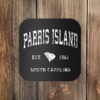 Parris Island South Carolina SC Vintage Athletic Sports Desi Coaster