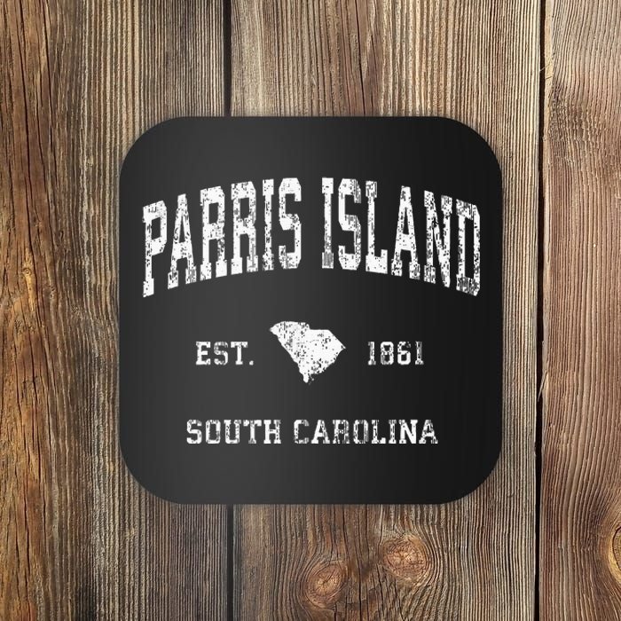 Parris Island South Carolina SC Vintage Athletic Sports Desi Coaster