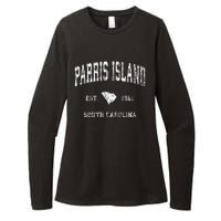 Parris Island South Carolina SC Vintage Athletic Sports Desi Womens CVC Long Sleeve Shirt