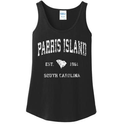 Parris Island South Carolina SC Vintage Athletic Sports Desi Ladies Essential Tank