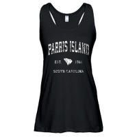 Parris Island South Carolina SC Vintage Athletic Sports Desi Ladies Essential Flowy Tank