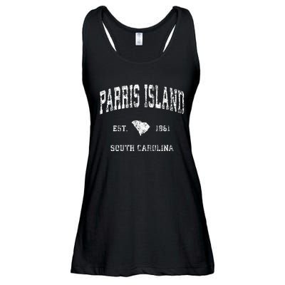 Parris Island South Carolina SC Vintage Athletic Sports Desi Ladies Essential Flowy Tank