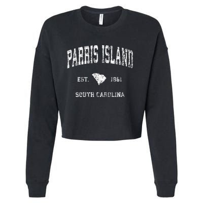 Parris Island South Carolina SC Vintage Athletic Sports Desi Cropped Pullover Crew