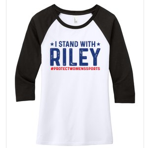 #ProtectWomensSports I Stand With Riley Gaines Women's Tri-Blend 3/4-Sleeve Raglan Shirt