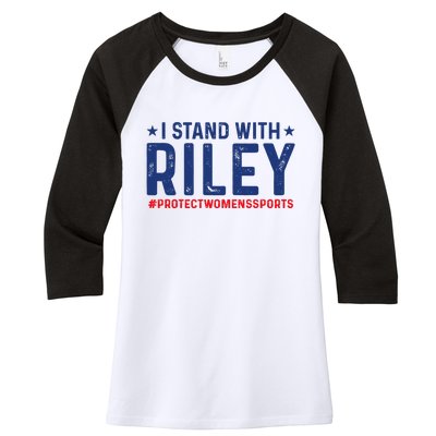 #ProtectWomensSports I Stand With Riley Gaines Women's Tri-Blend 3/4-Sleeve Raglan Shirt