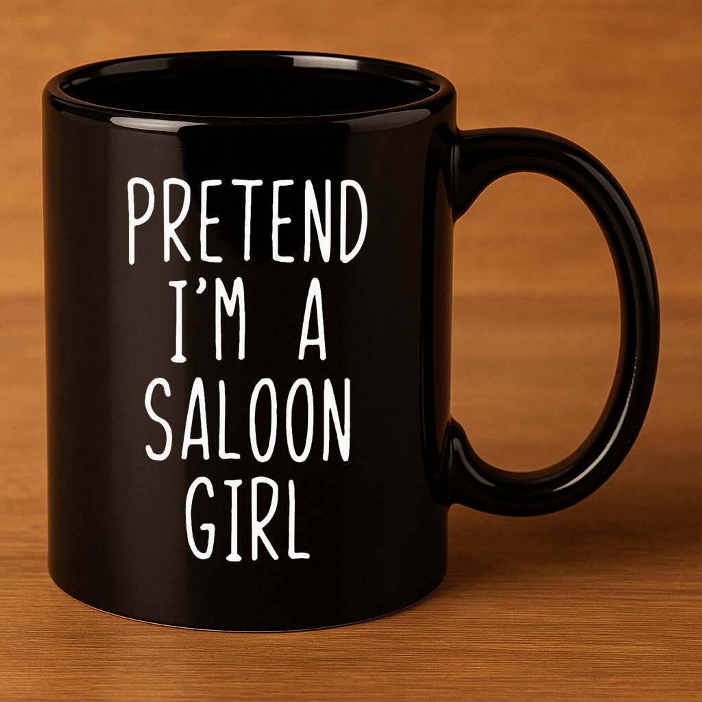 Pretend IM Saloon Girl Costume Halloween Lazy Easy Western 11oz C Handle Ceramic Mug