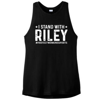 #ProtectWomensSports I Stand With Riley Gaines Ladies PosiCharge Tri-Blend Wicking Tank