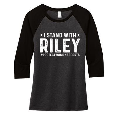 #ProtectWomensSports I Stand With Riley Gaines Women's Tri-Blend 3/4-Sleeve Raglan Shirt