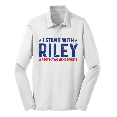 #ProtectWomensSports I Stand With Riley Gaines Silk Touch Performance Long Sleeve Polo