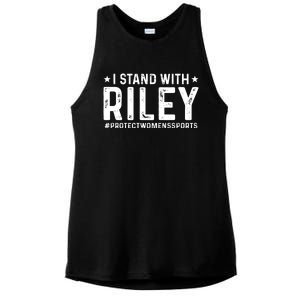 #ProtectWomensSports I Stand With Riley Gaines Ladies PosiCharge Tri-Blend Wicking Tank