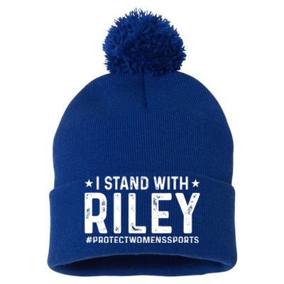 #ProtectWomensSports I Stand With Riley Gaines Pom Pom 12in Knit Beanie