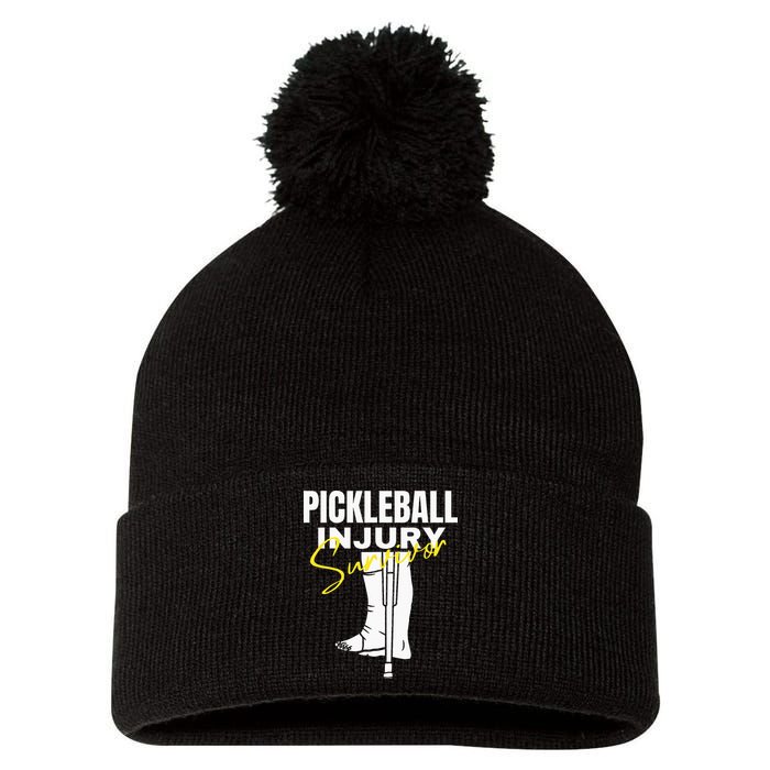 Pickleball Injury Survivor Funny Dink Player Team Paddleball Pom Pom 12in Knit Beanie