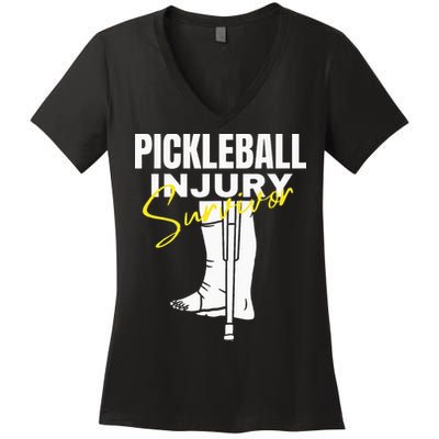 Pickleball Injury Survivor Funny Dink Player Team Paddleball Women's V-Neck T-Shirt