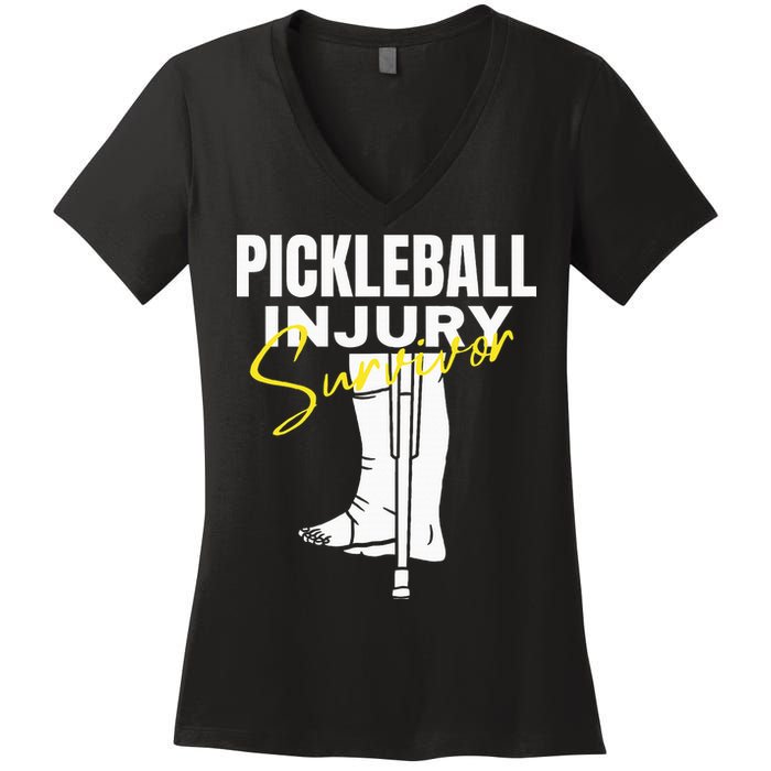 Pickleball Injury Survivor Funny Dink Player Team Paddleball Women's V-Neck T-Shirt