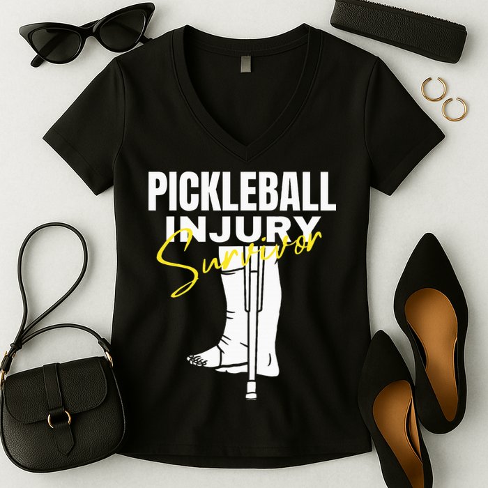 Pickleball Injury Survivor Funny Dink Player Team Paddleball Women's V-Neck T-Shirt