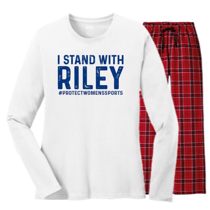 #ProtectWomensSports I Stand With Riley Gaines Women's Long Sleeve Flannel Pajama Set 