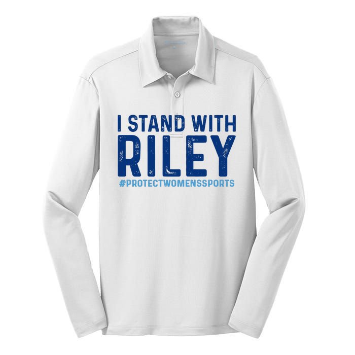 #ProtectWomensSports I Stand With Riley Gaines Silk Touch Performance Long Sleeve Polo