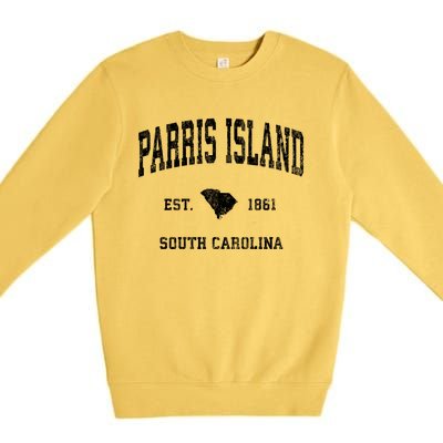 Parris Island South Carolina Sc Vintage Athletic Sports Premium Crewneck Sweatshirt