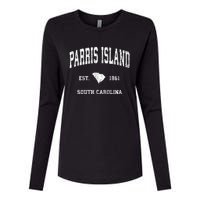 Parris Island South Carolina Sc Vintage Athletic Sports Womens Cotton Relaxed Long Sleeve T-Shirt