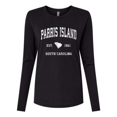 Parris Island South Carolina Sc Vintage Athletic Sports Womens Cotton Relaxed Long Sleeve T-Shirt