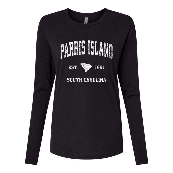 Parris Island South Carolina Sc Vintage Athletic Sports Womens Cotton Relaxed Long Sleeve T-Shirt