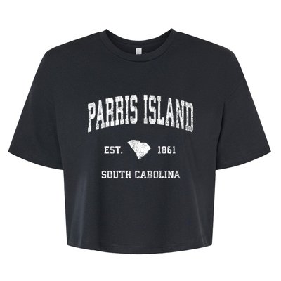 Parris Island South Carolina Sc Vintage Athletic Sports Bella+Canvas Jersey Crop Tee