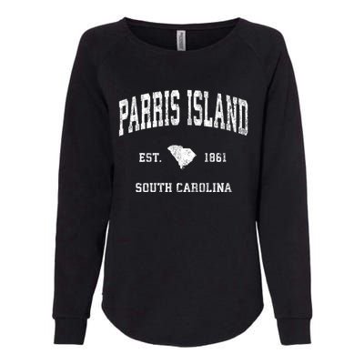 Parris Island South Carolina Sc Vintage Athletic Sports Womens California Wash Sweatshirt