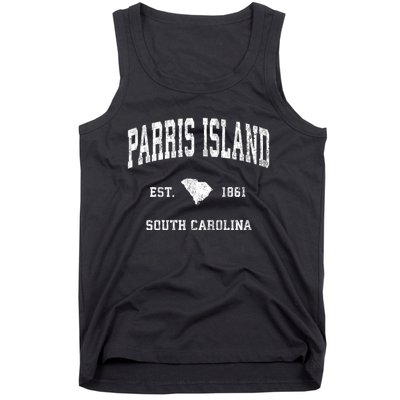 Parris Island South Carolina Sc Vintage Athletic Sports Tank Top