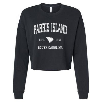 Parris Island South Carolina Sc Vintage Athletic Sports Cropped Pullover Crew