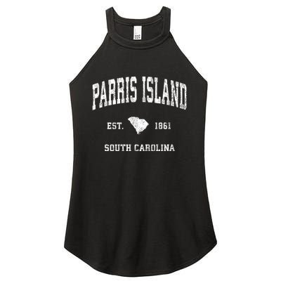 Parris Island South Carolina Sc Vintage Athletic Sports Women's Perfect Tri Rocker Tank