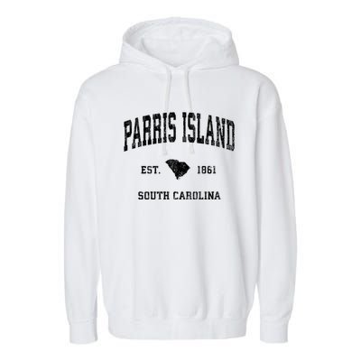 Parris Island South Carolina Sc Vintage Athletic Sports Garment-Dyed Fleece Hoodie