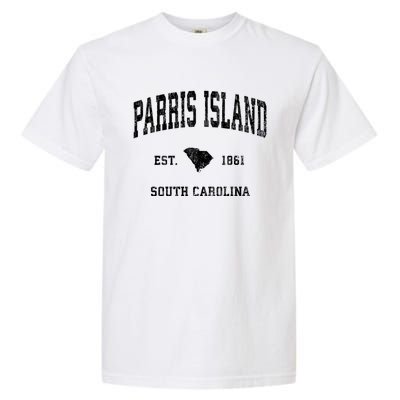 Parris Island South Carolina Sc Vintage Athletic Sports Garment-Dyed Heavyweight T-Shirt