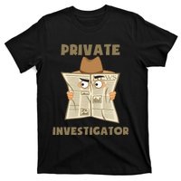 Private Investigator Spying Through Newspaper Secret Eye T-Shirt