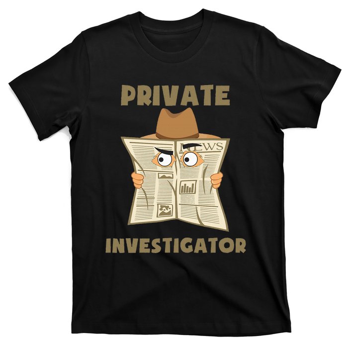 Private Investigator Spying Through Newspaper Secret Eye T-Shirt