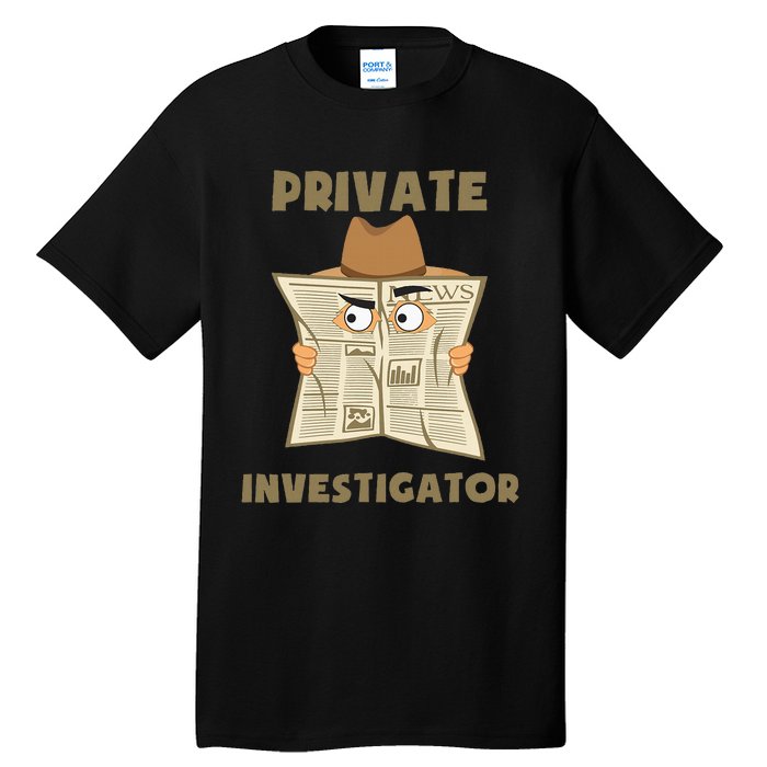 Private Investigator Spying Through Newspaper Secret Eye Tall T-Shirt