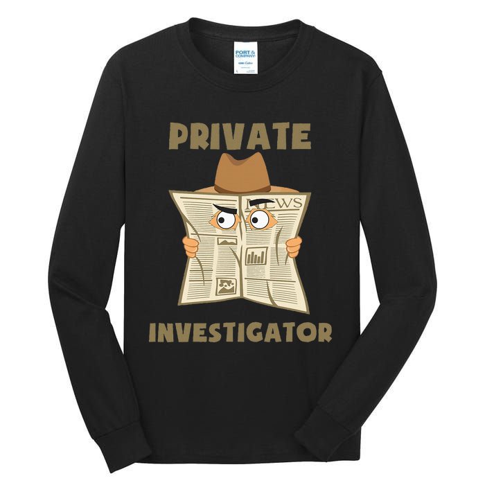 Private Investigator Spying Through Newspaper Secret Eye Tall Long Sleeve T-Shirt